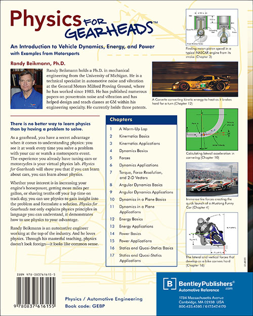 Physics for Gearheads by Randy Beikmann back cover