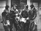 Bill Milliken (far right) and other Boeing Flight Test staff members brief for a B-17 high-altitude test, ca 1942.