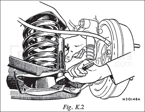 Using a pair of bolts to remove or replace a coil spring, page 151.