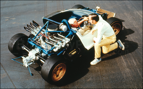 The author and Zora consult during test drive of CERV II in 1970