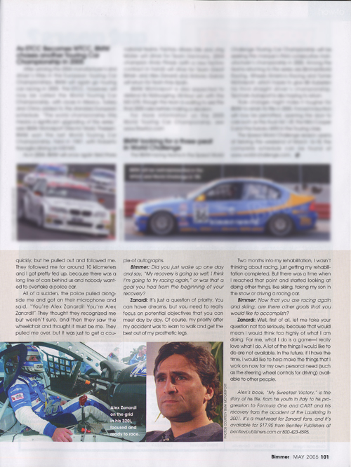 An Interview with Alex Zanardi from Bimmer - May 2005