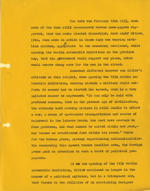 Original manuscript, typed by Edith Hopfinger - 1 of 3