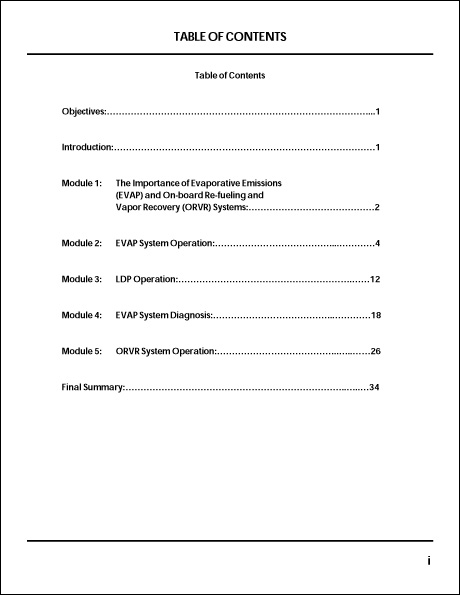 Volkswagen EVAP Systems, Operation and Diagnosis Technical Service Training Self-Study Program Table of Contents
