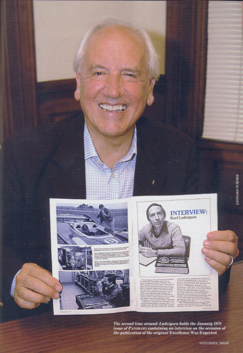 The second time around: Ludvigsen holds the January 1978 issue of Panorama containing an interview on the occasion of the publication of the original Excellence Was Expected.