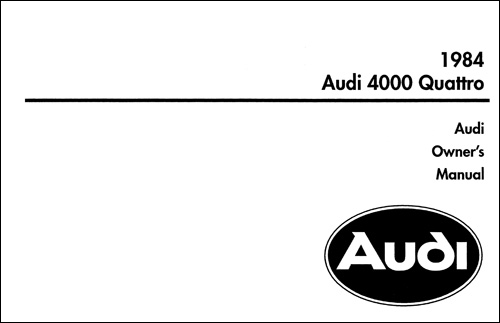 Audi 4000 Quattro 1984 Owner's Manual Front Cover