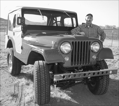 Author Moses Ludel and his Jeep.