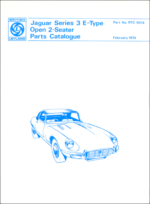 Jaguar E-type V12 Series 3 Roadster Spare Parts Catalogue: 1971-1974 front cover