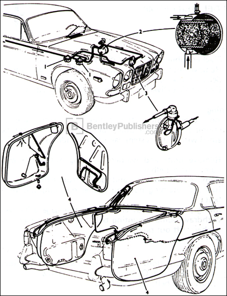 Jaguar XJ6 fuel evaporative loss control system. 
Excerpted illustration from Jaguar XJ6 Series 1, 2.8 and 4.2 Service Manual: 1969-1973, page QS.3.
(BentleyPublishers.com watermark not printed on actual product.)