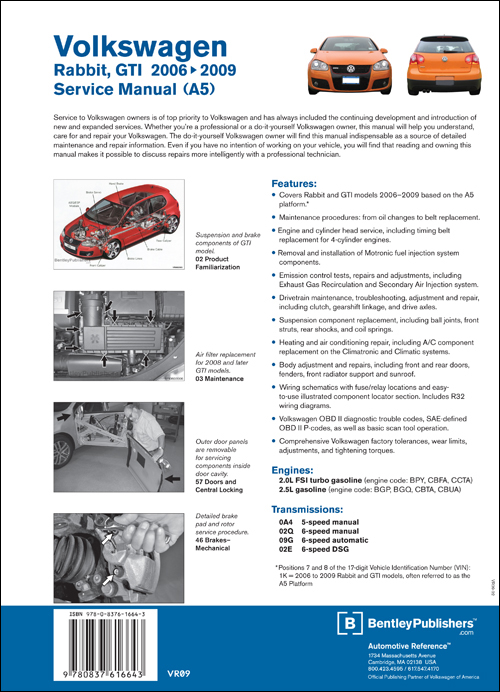 Volkswagen Rabbit, GTI Service Manual: 2006-2009 back cover